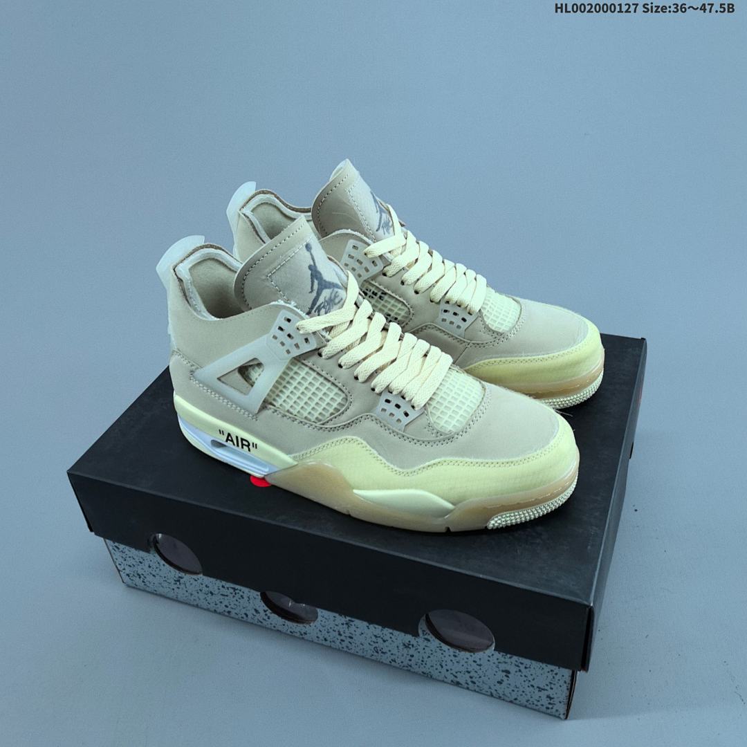Off-White™ x Air Jordan 4 Retro "Cream Sail OW" AJ4 4 aj4 4
